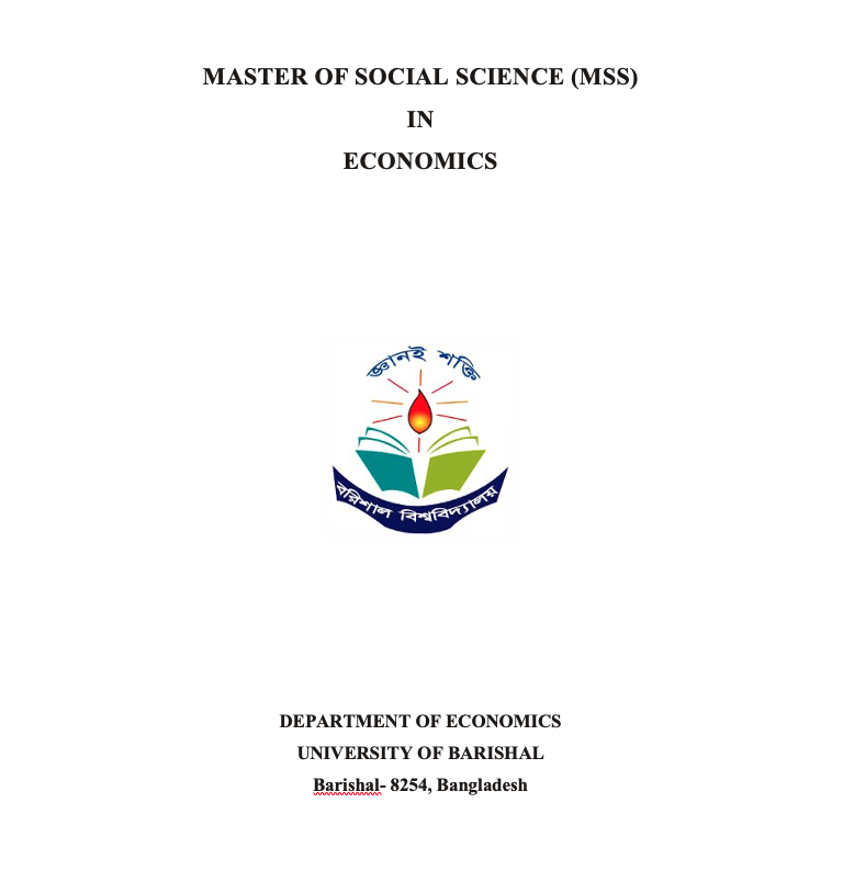 MASTER OF SOCIAL SCIENCE (MSS) IN ECONOMICS